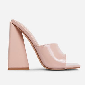 EGO Nude Avalon Square Peep Toe Sculptured Block Heels-birthday-gift-for-men-and-women-gift-feed.com