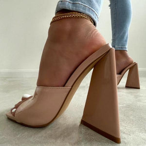 EGO Nude Avalon Square Peep Toe Sculptured Block Heels-birthday-gift-for-men-and-women-gift-feed.com