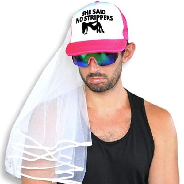 SHE SAID NO STRIPPERS Bachelor Party Hat and Veil-birthday-gift-for-men-and-women-gift-feed.com