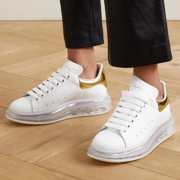 ALEXANDER MCQUEEN Metallic-trimmed leather sneakers-birthday-gift-for-men-and-women-gift-feed.com