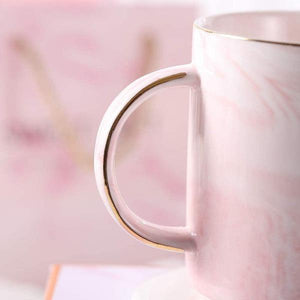 BOSS LADY Pink Marble Ceramic Coffee Cup and Coasters-birthday-gift-for-men-and-women-gift-feed.com
