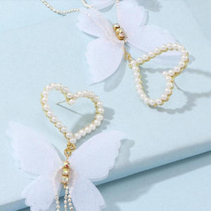 Butterfly Design Metal Pearl Earring Set-birthday-gift-for-men-and-women-gift-feed.com