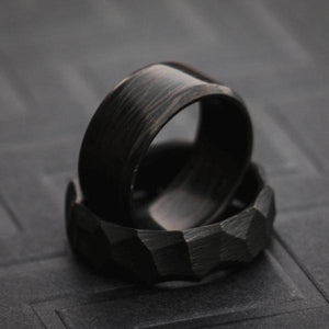 Carbon Fiber Wedding Set Black Engagement Rings-birthday-gift-for-men-and-women-gift-feed.com
