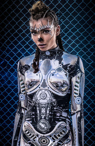 Cyberpunk Robot Adult Halloween Costume For Women-birthday-gift-for-men-and-women-gift-feed.com