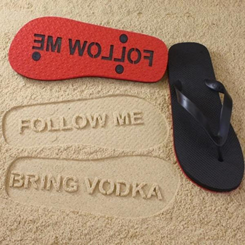 Follow ME Bring Vodka Sand Imprint Flip Flops-birthday-gift-for-men-and-women-gift-feed.com