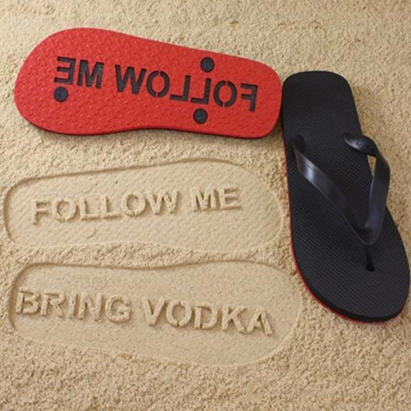 Follow ME Bring Vodka Sand Imprint Flip Flops-birthday-gift-for-men-and-women-gift-feed.com