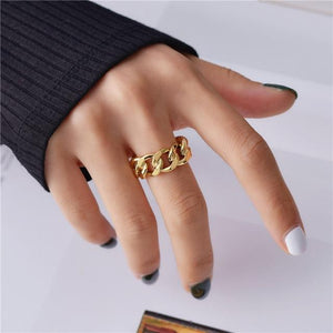 Geometric Twisted Chain Adjustable Chunky Rings for Women-birthday-gift-for-men-and-women-gift-feed.com