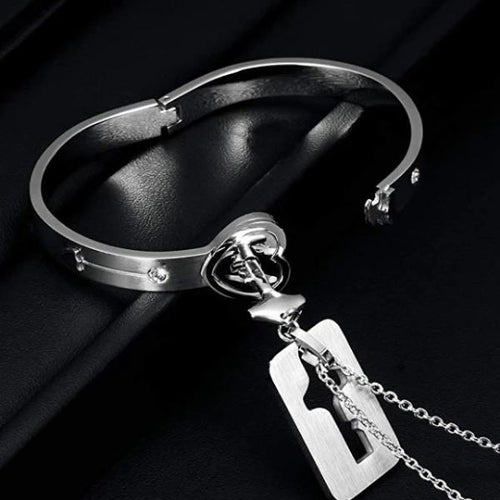 Heart Lock Bracelet With Key Necklace-birthday-gift-for-men-and-women-gift-feed.com