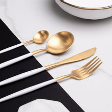 Load image into Gallery viewer, Luxury Gold Flatware with White Handle-birthday-gift-for-men-and-women-gift-feed.com
