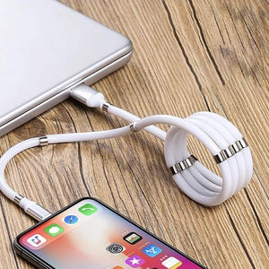 Magnetic Self Coiling Charging Cable USB Lighting-birthday-gift-for-men-and-women-gift-feed.com