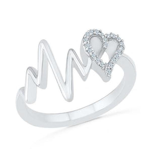 Medical Heartbeat Wave With Heart Ring Jewelry Gift-birthday-gift-for-men-and-women-gift-feed.com