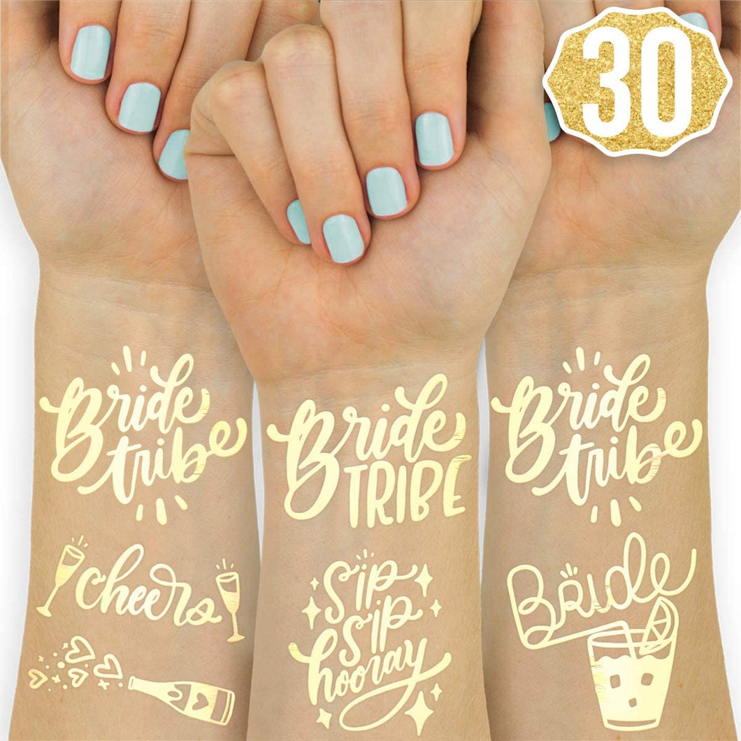 Metallic Bride Tribe Tattoos Bachelorette Party Decorations-birthday-gift-for-men-and-women-gift-feed.com