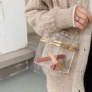 Mini Square Vanity Bag in Clear Perspex-birthday-gift-for-men-and-women-gift-feed.com