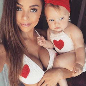 Mommie and Me Crochet Hearts Bikini and Crop Top-birthday-gift-for-men-and-women-gift-feed.com