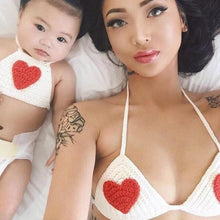 Load image into Gallery viewer, Mommie and Me Crochet Hearts Bikini and Crop Top-birthday-gift-for-men-and-women-gift-feed.com
