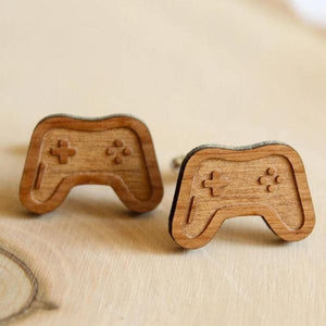 Novelty Laser Cut Wood Video Game Controller Cuff Links-birthday-gift-for-men-and-women-gift-feed.com