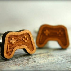 Novelty Laser Cut Wood Video Game Controller Cuff Links-birthday-gift-for-men-and-women-gift-feed.com