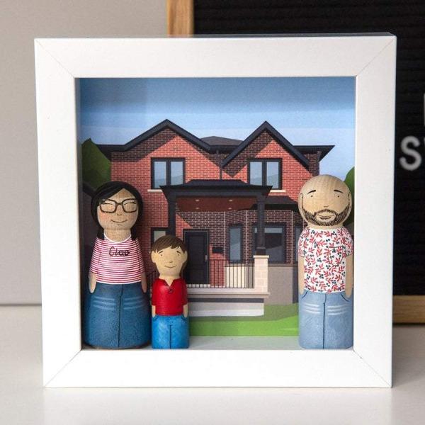 Personalized Peg Doll Family Framed Portrait-birthday-gift-for-men-and-women-gift-feed.com