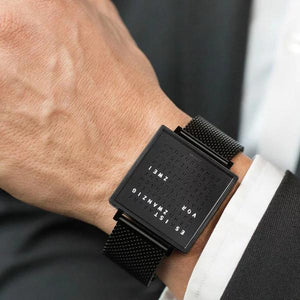 QLOCKTWO W39 Black Steel Wrist Watch-birthday-gift-for-men-and-women-gift-feed.com
