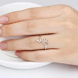 Resizable Paw Print Love Heart Ring-birthday-gift-for-men-and-women-gift-feed.com