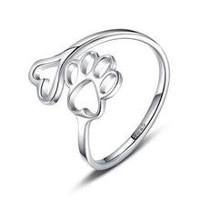 Load image into Gallery viewer, Resizable Paw Print Love Heart Ring-birthday-gift-for-men-and-women-gift-feed.com
