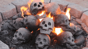 Campfire Fireplace Skull Logs