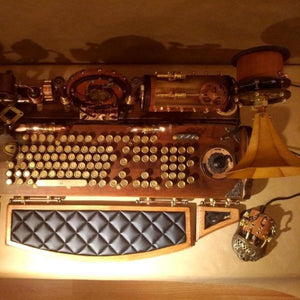 Steampunk Computer Keyboard Mouse Speakers and Camera-birthday-gift-for-men-and-women-gift-feed.com
