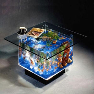 Transparent Coffee Table with Fish Tank Aquarium-birthday-gift-for-men-and-women-gift-feed.com