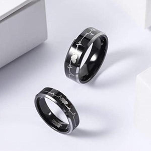 Tungsten Carbide Heartbeat Rings Wedding Band-birthday-gift-for-men-and-women-gift-feed.com