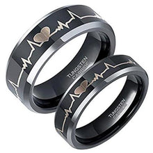 Load image into Gallery viewer, Tungsten Carbide Heartbeat Rings Wedding Band-birthday-gift-for-men-and-women-gift-feed.com
