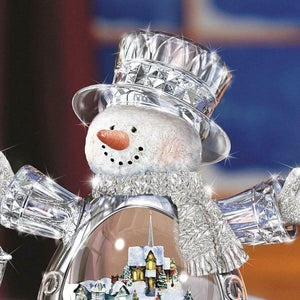 WHITE CHRISTMAS Crystal Snowman With Moving Train-birthday-gift-for-men-and-women-gift-feed.com
