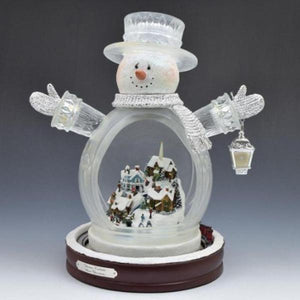 WHITE CHRISTMAS Crystal Snowman With Moving Train-birthday-gift-for-men-and-women-gift-feed.com